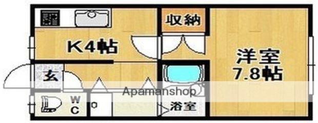 コーポ花水木(1K/1階)の間取り写真