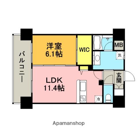 フェリス久留米シティ(1LDK/12階)の間取り写真