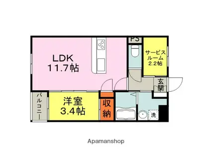 ベルオロール大善寺(1SLDK/5階)の間取り写真