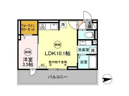 D-ROOM FIRST 大善寺駅前(1LDK/3階)の間取り写真