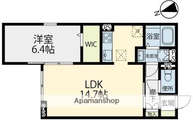 ELGRAND上津(1LDK/2階)の間取り写真