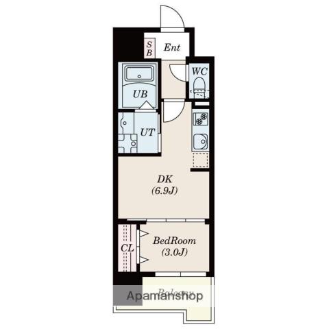 S-RESIDENCE六ツ門ABRイーストⅡ(1DK/13階)の間取り写真