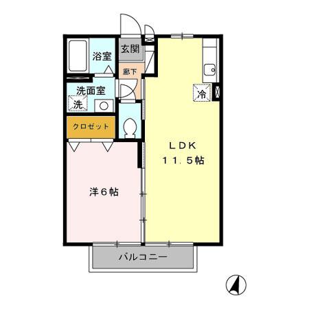 サンライズⅠ番館(1LDK/2階)の間取り写真