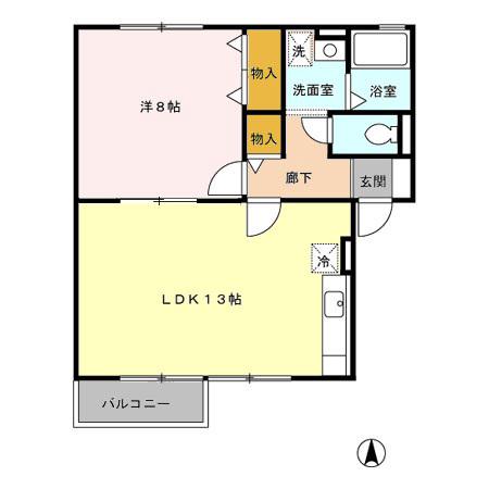 コンフォール布津原(1LDK/2階)の間取り写真