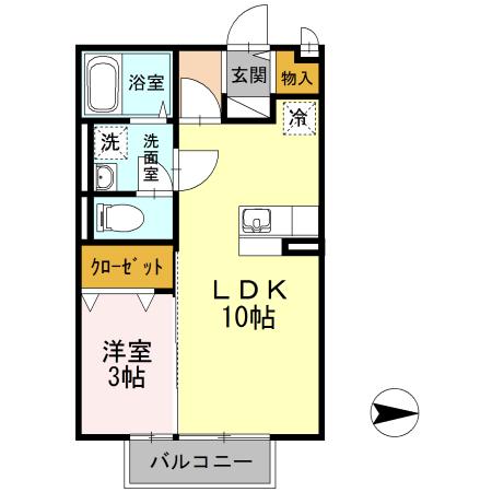 ガーデンヒルズ荒木(1LDK/2階)の間取り写真