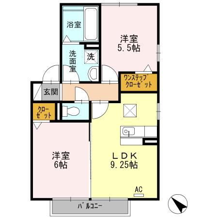 カランドリエ(2LDK/1階)の間取り写真