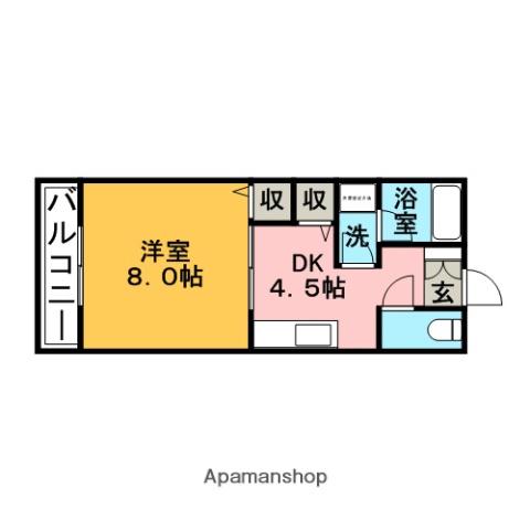 翠水コート(1DK/3階)の間取り写真