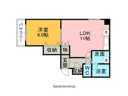 ソレイユコート東町(1LDK/3階)の間取り写真