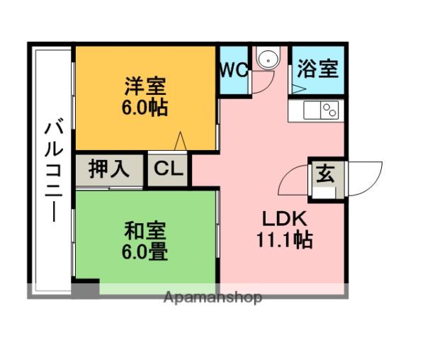 組坂ビル8(2LDK/1階)の間取り写真