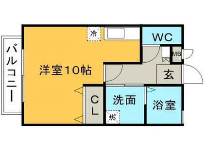 エトワールA(ワンルーム/2階)の間取り写真