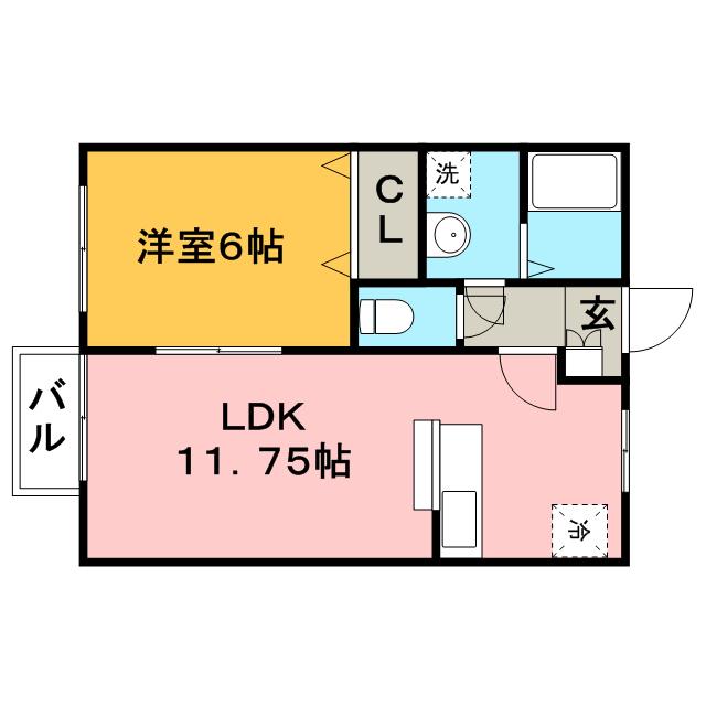 ハレアカラC(1LDK/2階)の間取り写真