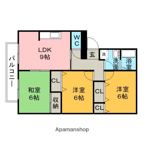 グリーンパーク(3LDK/3階)の間取り写真