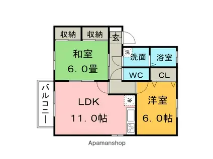 ベリークレセント(2LDK/2階)の間取り写真