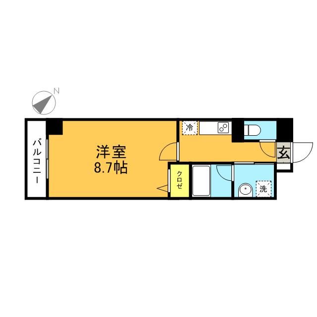 ウィリング(1K/6階)の間取り写真