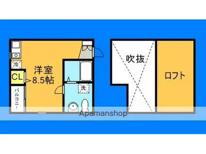 HAPPINESS HILLS Ⅱ(ワンルーム/1階)の間取り写真