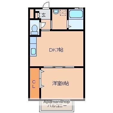 パークサイド駅南(1DK/1階)の間取り写真