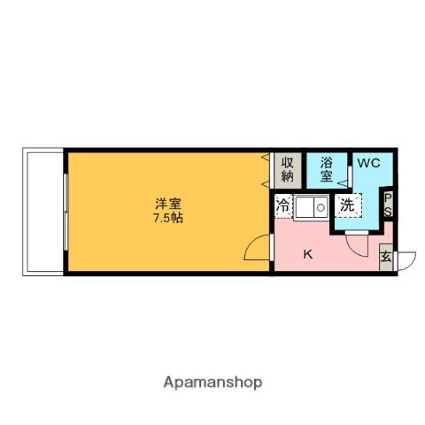 ハーモニーKハウス今宿駅前(1K/2階)の間取り写真