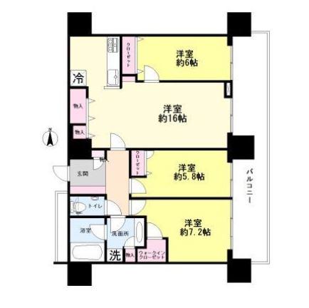 リベーラガーデン・マリナタワー(3LDK/25階)の間取り写真