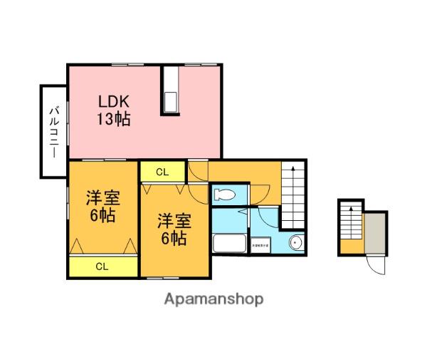 アムール姪浜(2LDK/2階)の間取り写真