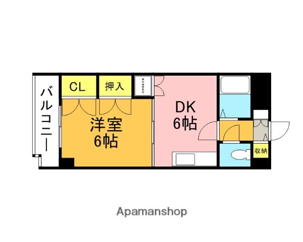 松栄パワーマンション(1DK/2階)の間取り写真