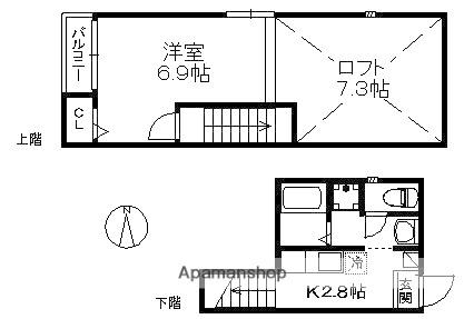 コスモ九大南(1K/2階)の間取り写真
