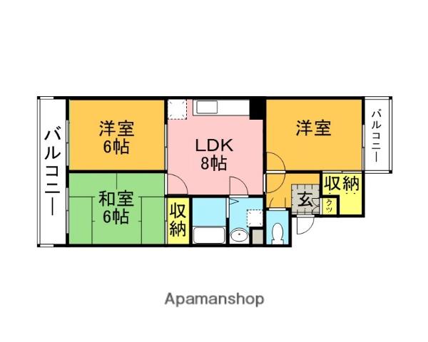 エメラルドマンション姪浜Ⅱ(3DK/3階)の間取り写真