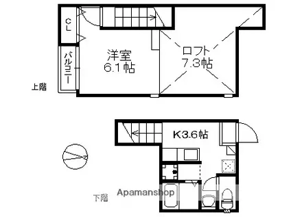 POLARISCITYRESIDENCE SYT(1K/2階)の間取り写真