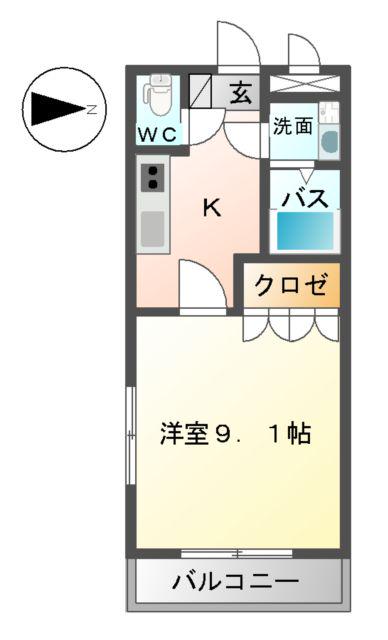 ユースパレスⅥ(1K/1階)の間取り写真