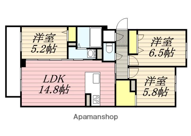 クラス姪浜(3LDK/1階)の間取り写真