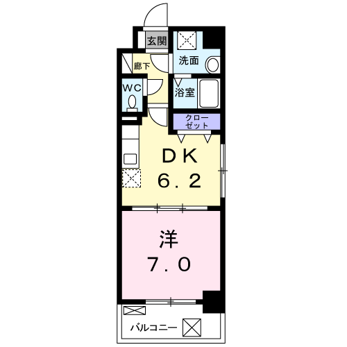アコール アネックス(1DK/7階)の間取り写真