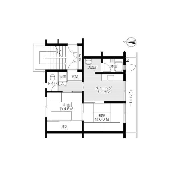 ビレッジハウス栗面 2号棟(2DK/1階)の間取り写真