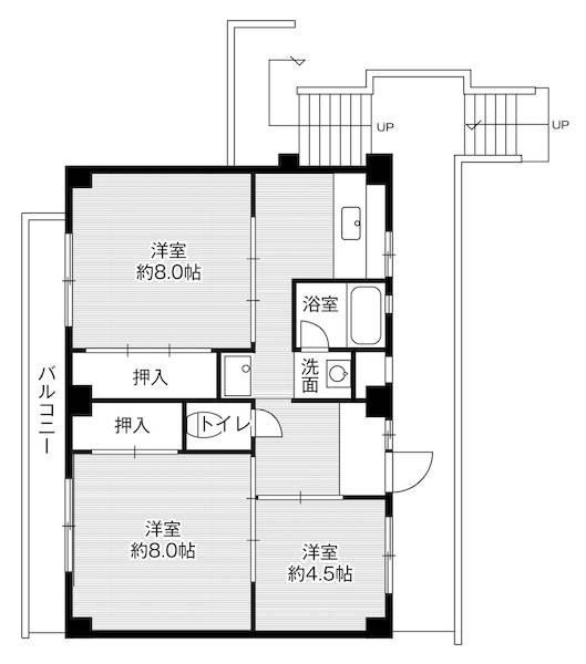 ビレッジハウス下五井4号棟(3DK/3階)の間取り写真