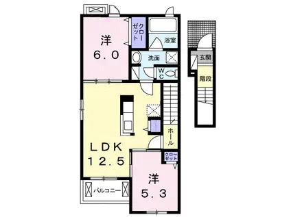 ニューウェーブ糸島Ⅱ(2LDK/2階)の間取り写真