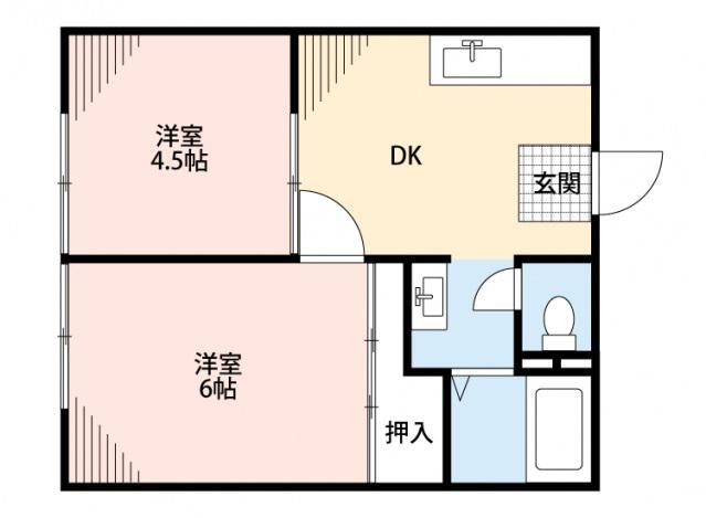 トミーハイツ(2DK/2階)の間取り写真