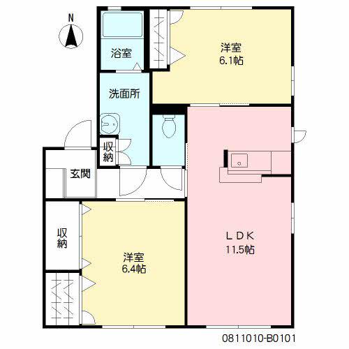 ハッピーコーギヴィルB(2LDK/1階)の間取り写真