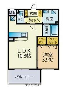グランドゥール(1LDK/3階)の間取り写真