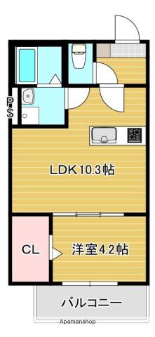 CRECIA前原駅前(1LDK/3階)の間取り写真