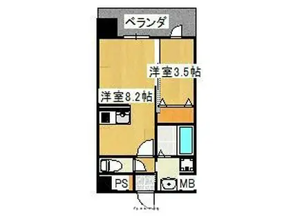 第48川崎ビル(1LDK/7階)の間取り写真
