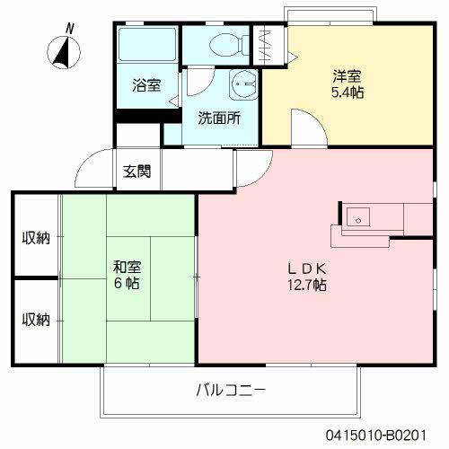 パルティール千里 B棟(2LDK/2階)の間取り写真