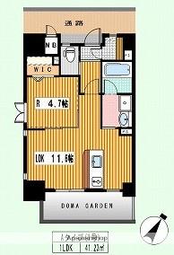 ロイヤルライン周船寺(1LDK/11階)の間取り写真
