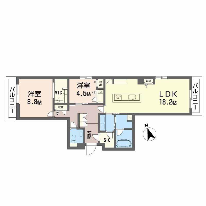 プレミアス城西(2LDK/3階)の間取り写真