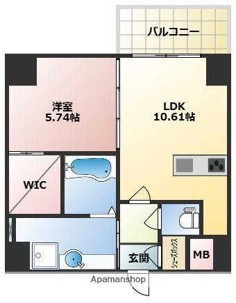 CREST西新(1LDK/7階)の間取り写真