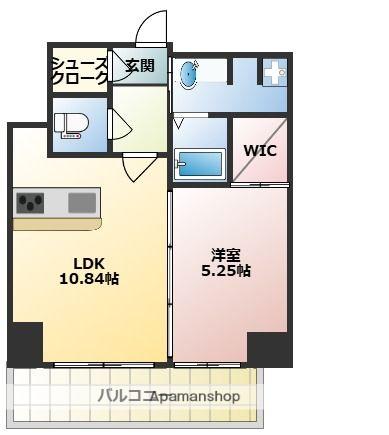 CREST西新(1LDK/9階)の間取り写真