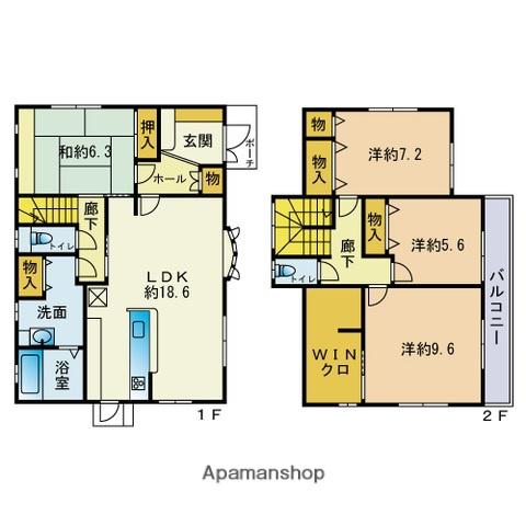 筑肥線 筑前前原駅 徒歩15分 2階建 築22年(4LDK)の間取り写真