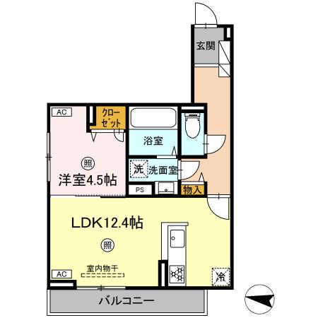 D-ROOM石丸II(1LDK/3階)の間取り写真