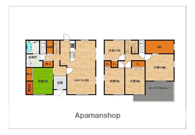 福岡市七隈線 橋本駅(福岡) 徒歩35分 2階建 築23年(5LDK)の間取り写真