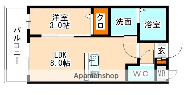 トラストビル前原北(1LDK/3階)の間取り写真