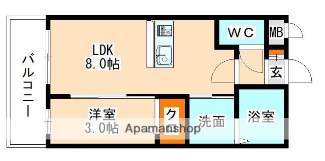 トラストビル前原北(1LDK/4階)の間取り写真