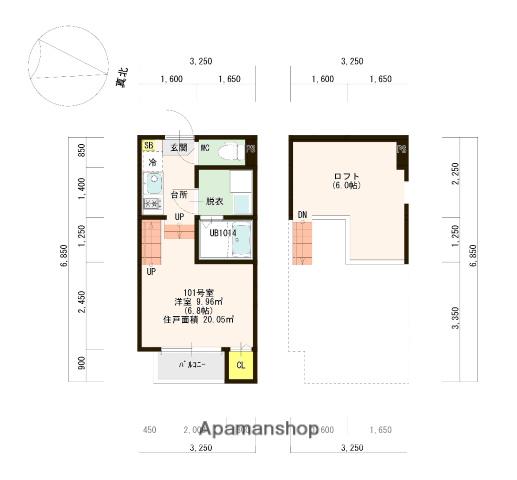 ハーモニーテラス今宿東(1K/1階)の間取り写真