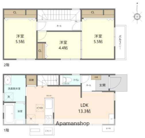 福岡市七隈線 賀茂駅 徒歩17分 2階建 新築(3LDK)の間取り写真